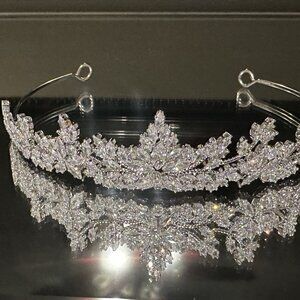 Luxury Bridal Silver Crown Headpiece